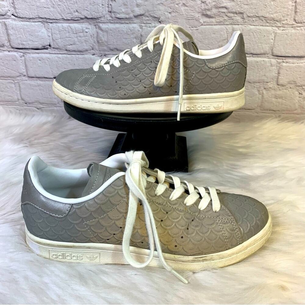 Adidas Silver Grey Stan Smith Textured Sneakers Size 7